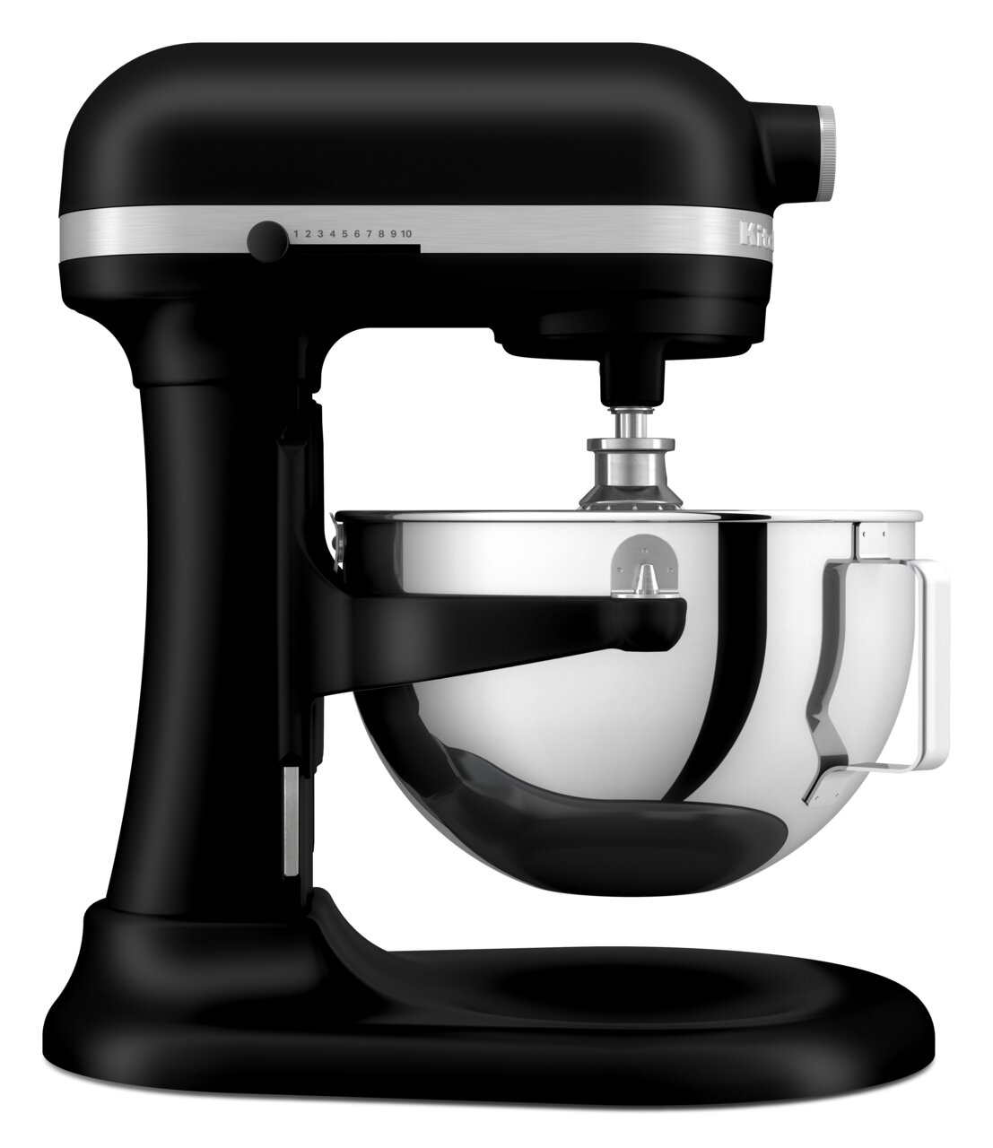 Schwarze Küchenmaschine Heavy Duty 5,2L, seitliche Ansicht