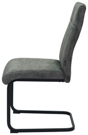 Seitenansicht eines grauen Schwingstuhls Novel GISMO mit schwarzem Metallgestell.