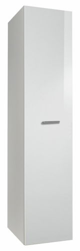 Weißer Apothekerschrank XORA MALTA, frontale Ansicht mit silbernem Griff.
