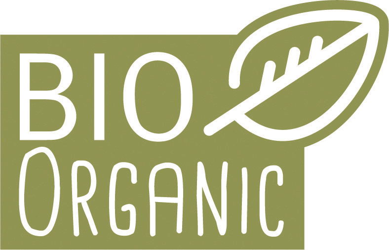 Grünes Bio-Organic-Logo mit Blattmotiv, Vorderansicht