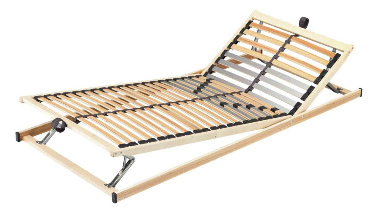 Verstellbarer Lattenrost KF 140 x 200 cm aus Holz, seitliche Perspektive