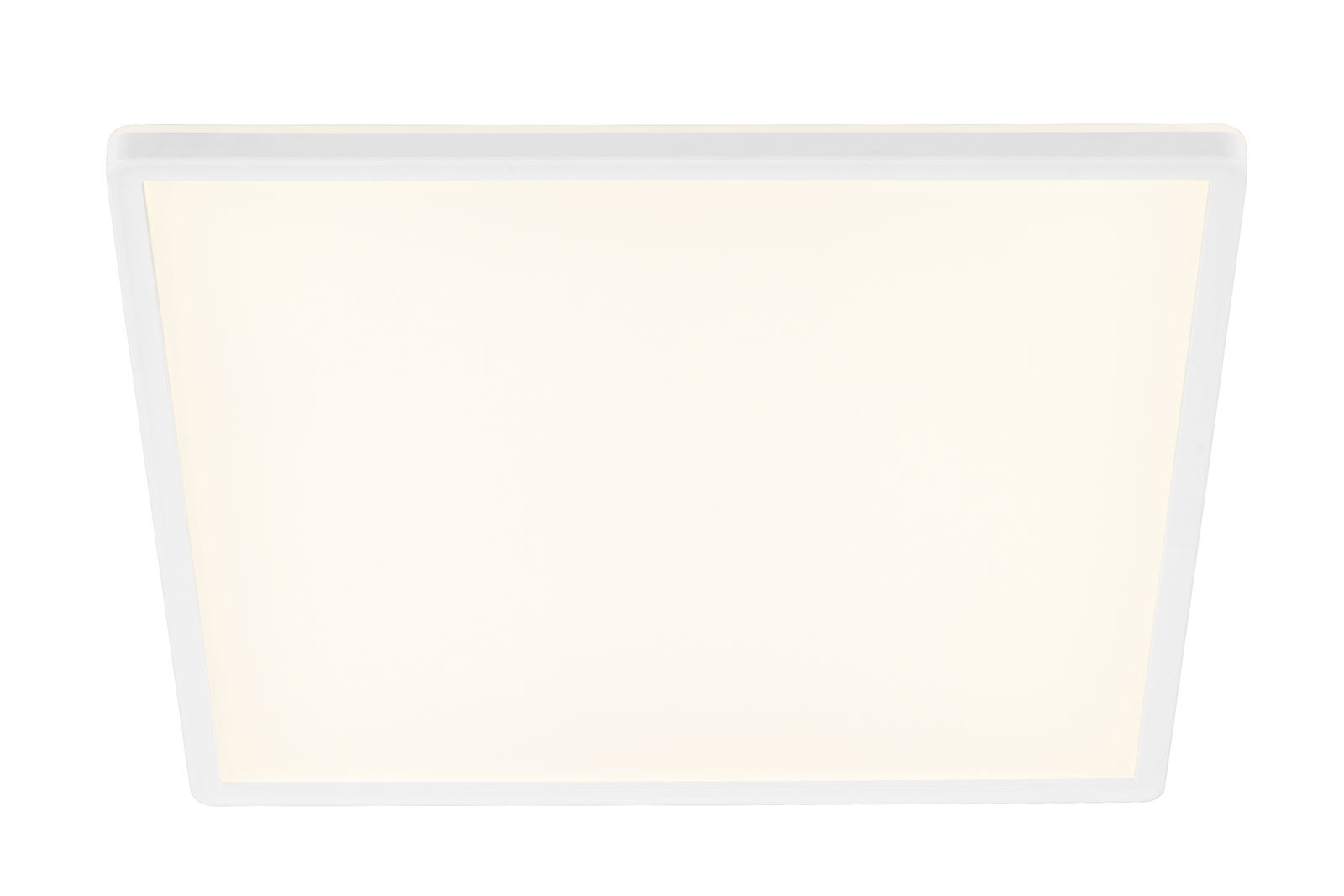 Quadratische LED-Deckenleuchte in Weiß, Ansicht von unten