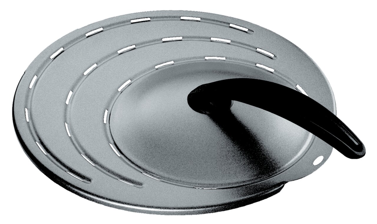 Silit Spritzschutzdeckel Ø28cm Spritzschutzdeckel aus Metall mit schwarzem Griff, Draufsicht