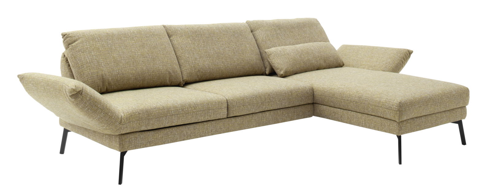 Beige Longchairkombination mit modernem Design, schräg von vorne fotografiert.