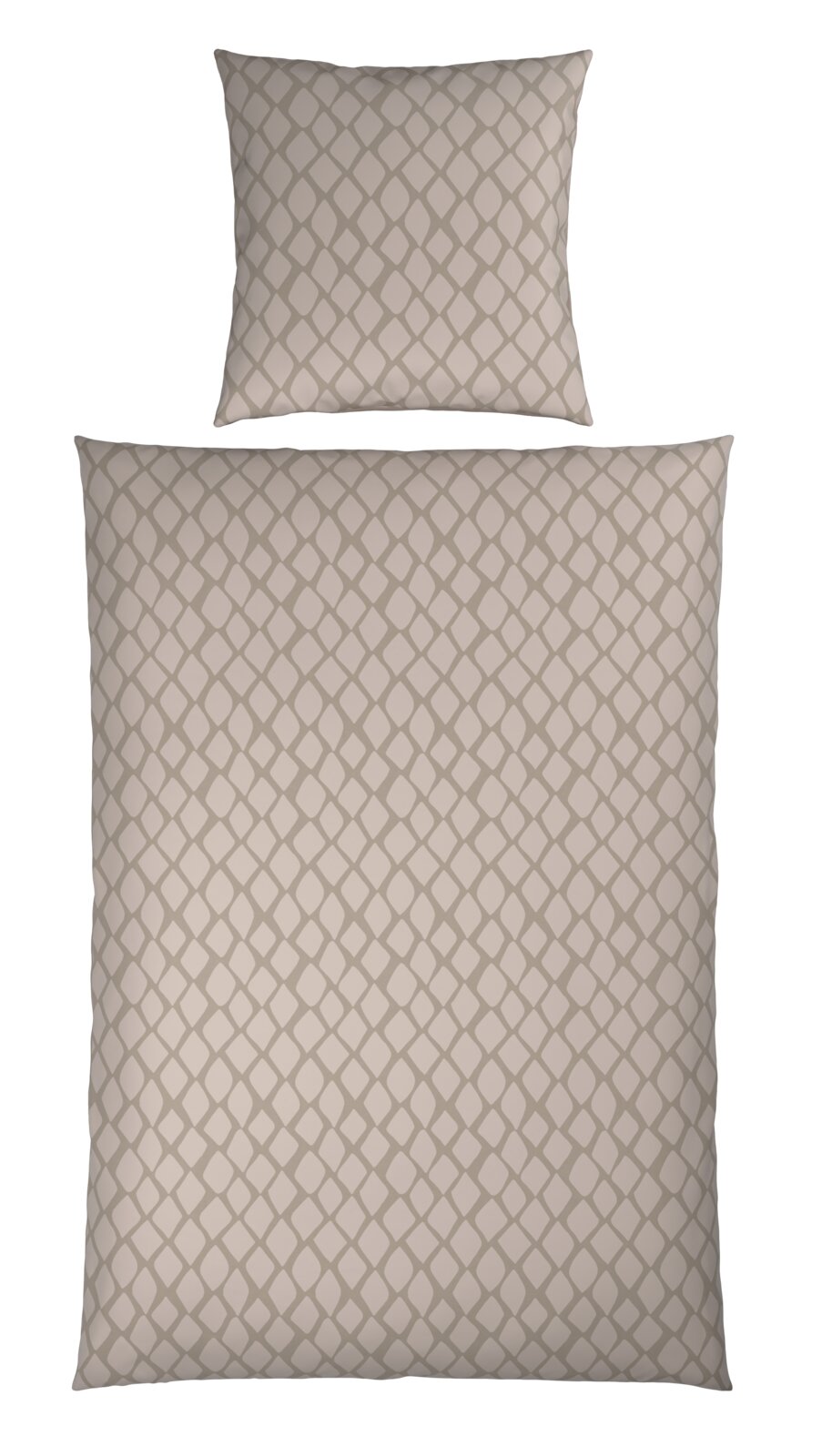 Wendebettwäsche-Set mit geometrischem Muster in Beige, Draufsicht