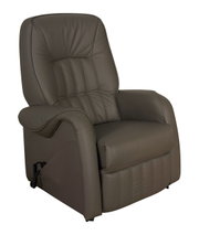 Comfortabele bruine lederen tv-fauteuil, zijaanzicht