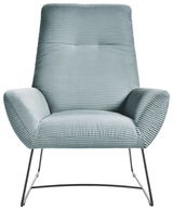 Moderner Sessel mit geripptem Stoff in hellblau, Vorderansicht