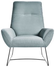 Moderner Sessel mit geripptem Stoff in hellblau, Vorderansicht