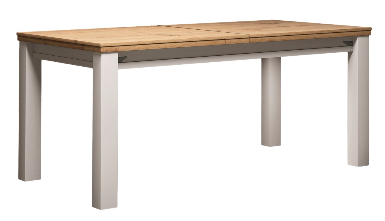 Landscape Esstisch COLMAR Moderner Esstisch mit Holzplatte und weißen Beinen, seitliche Perspektive