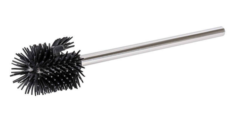 Silikonbürstenkopf mit Edelstahlstiel, seitliche Perspektive