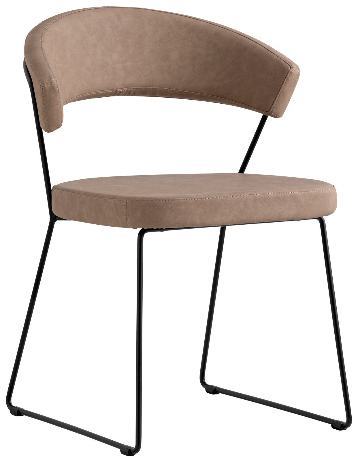 Connubia Stuhl NEW YORK Moderner Connubia Stuhl NEW YORK in Seitenansicht mit braunem Sitz und schwarzem Metallgestell.