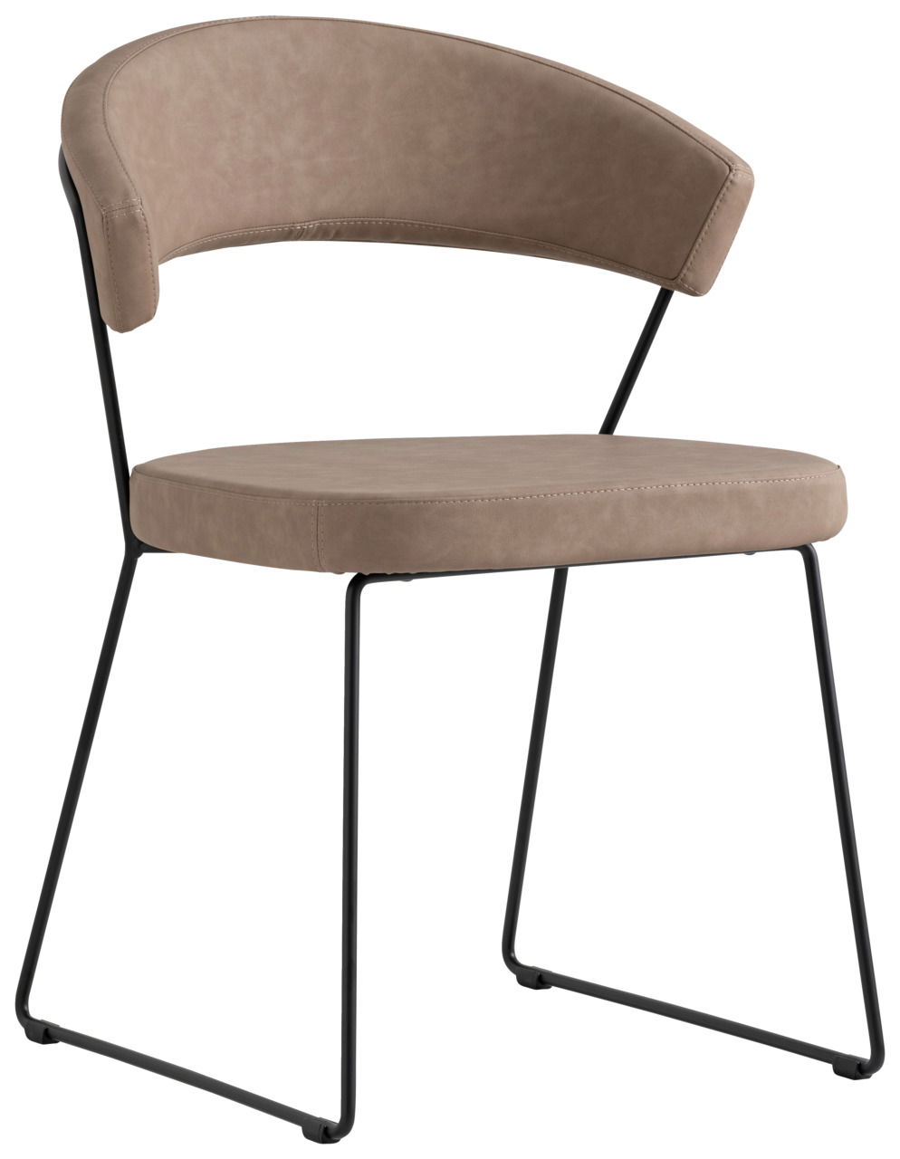 Moderner Connubia Stuhl NEW YORK in Seitenansicht mit braunem Sitz und schwarzem Metallgestell.