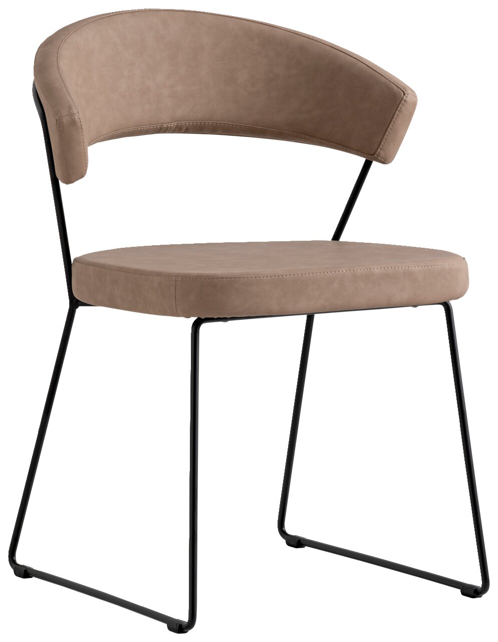 Moderner Connubia Stuhl NEW YORK in Seitenansicht mit braunem Sitz und schwarzem Metallgestell.