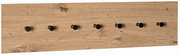 Wandgarderobe aus Holz mit sieben schwarzen Haken, seitliche Perspektive