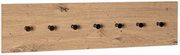 Wandgarderobe aus Holz mit sieben schwarzen Haken, seitliche Perspektive