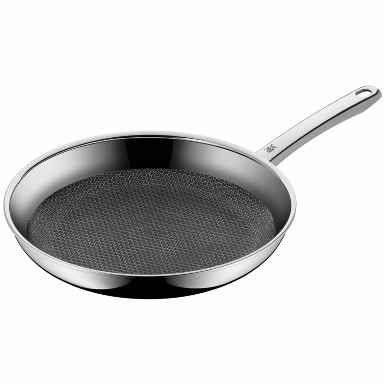 Stielpfanne Profi Resist 28cm aus Edelstahl mit Antihaftbeschichtung, seitliche Perspektive