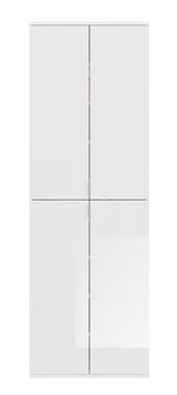 Weiße Garderobenkombination mit vier Türen, frontal betrachtet.