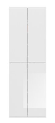 Weiße Garderobenkombination mit vier Türen, frontal betrachtet.