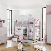 Etagenbett für Kinder mit Schmetterlingsmotiv, seitliche Perspektive