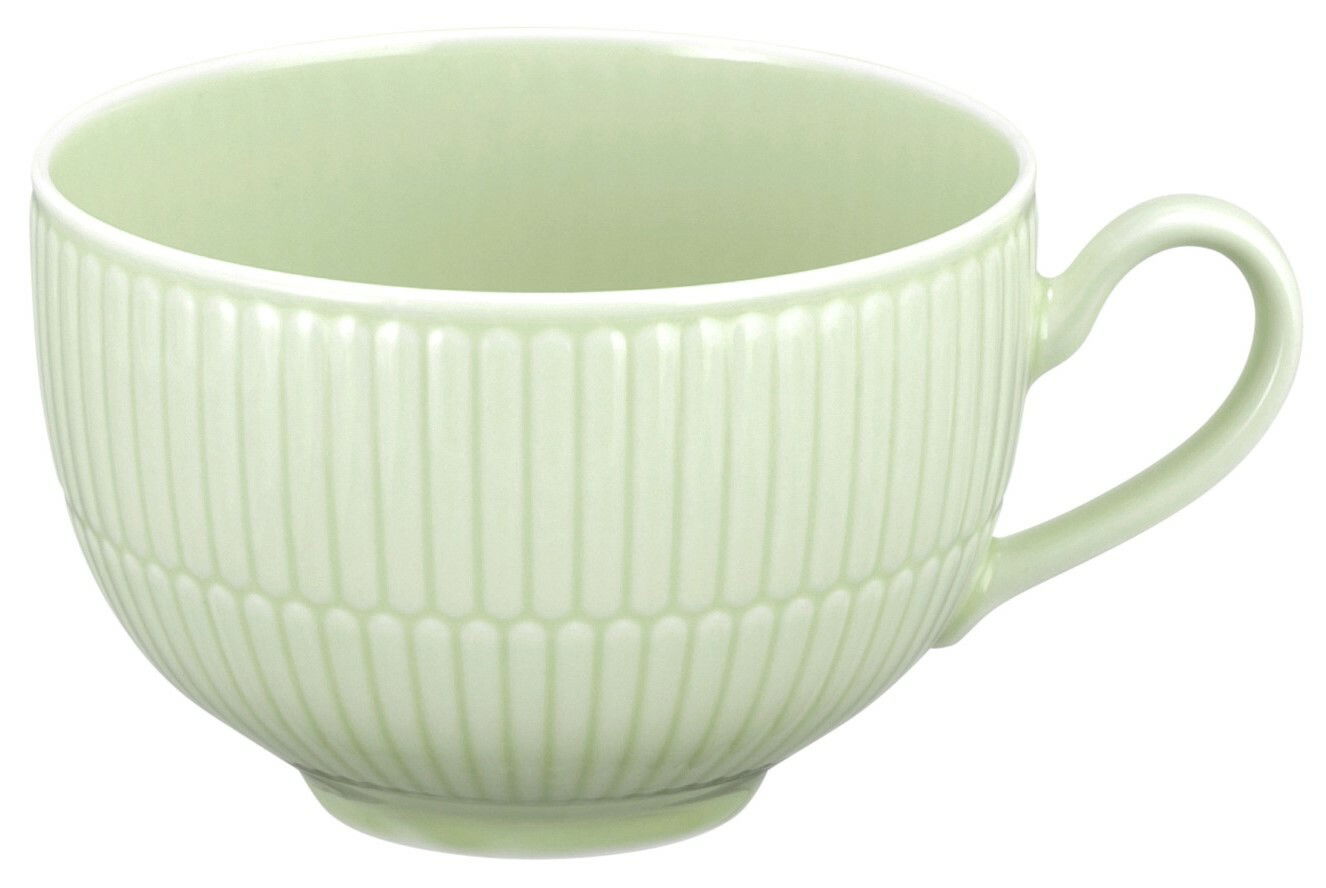 Seltmann Weiden Milchkaffeetasse AMINA Milchkaffeeobertasse 0,35 l in hellgrün mit geriffeltem Design, seitliche Ansicht
