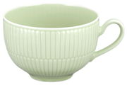 Milchkaffeeobertasse 0,35 l in hellgrün mit geriffeltem Design, seitliche Ansicht