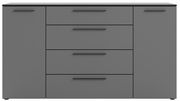 Graues XL-Sideboard mit zwei Türen und vier Schubladen, Frontalansicht