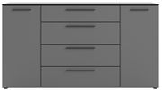 Graues XL-Sideboard mit zwei Türen und vier Schubladen, Frontalansicht