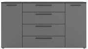 Graues XL-Sideboard mit zwei Türen und vier Schubladen, Frontalansicht