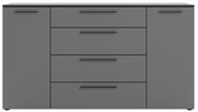 Graues XL-Sideboard mit zwei Türen und vier Schubladen, Frontalansicht