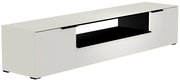 Weißes XL TV-Lowboard mit offenem Fach in der Mitte, seitliche Perspektive