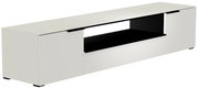 Weißes XL TV-Lowboard mit offenem Fach in der Mitte, seitliche Perspektive