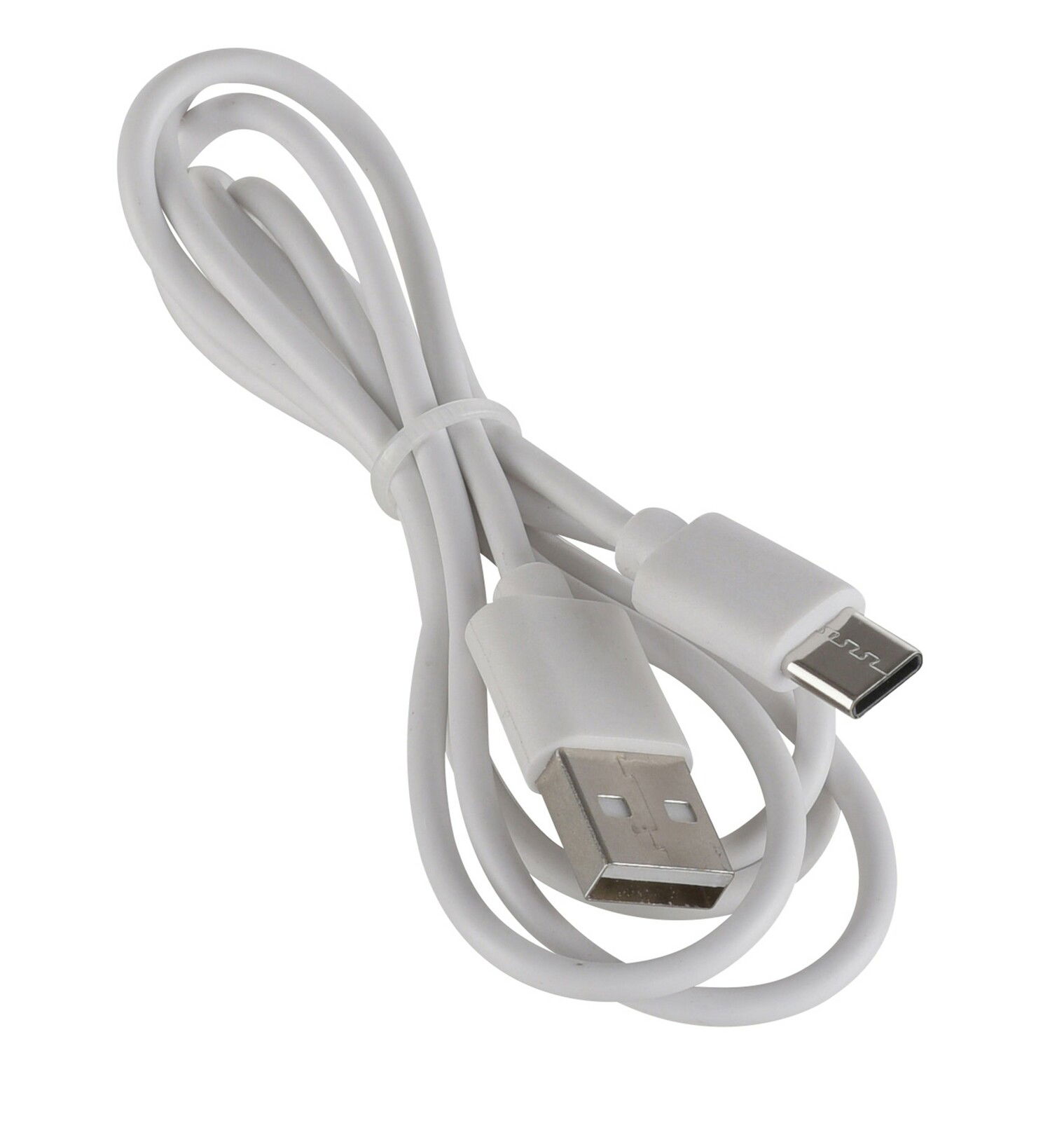 Weißes USB-C-auf-USB-A-Ladekabel, Nahaufnahme