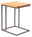 Moderner Beistelltisch mit Holzplatte und Metallgestell, seitliche Perspektive