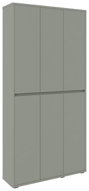 XXL-Schuh- und Mehrzweckschrank in grauer Farbe, frontal betrachtet