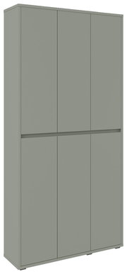 XXL-Schuh- und Mehrzweckschrank in grauer Farbe, frontal betrachtet