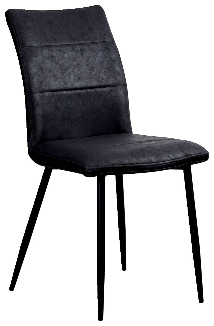 Ti´me Stuhl PERRY Moderner schwarzer Stuhl mit gepolsterter Rückenlehne und Sitzfläche, seitliche Perspektive