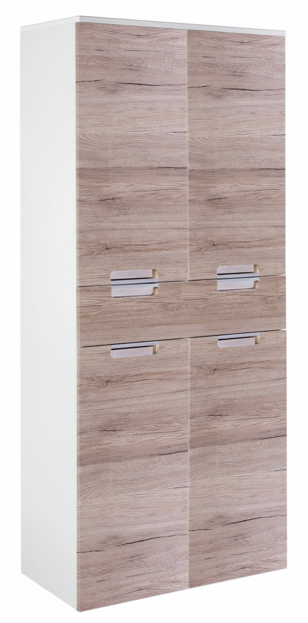Hochschrank 65 cm mit Holzoptik, Frontansicht