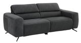 Dreiersofa in dunklem Stoffbezug, seitliche Perspektive