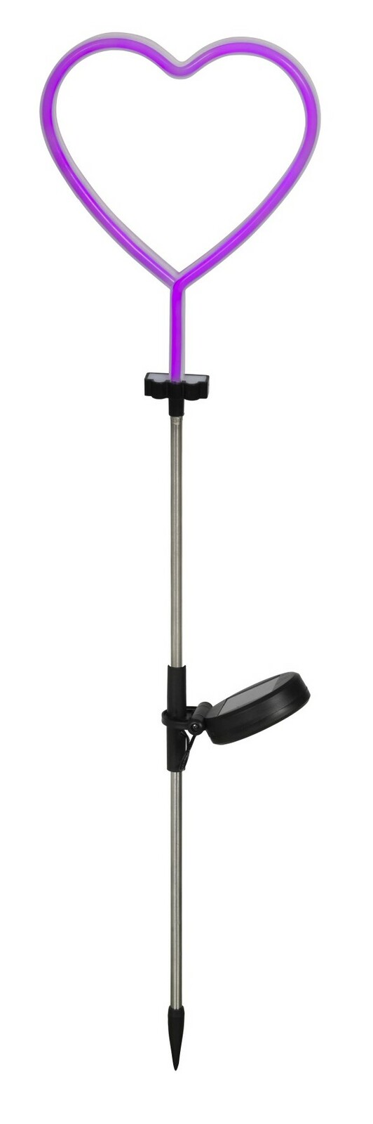 Lumineo Solar Stabbeleuchtung Lila herzförmige Solar Stabbeleuchtung aus der Seitenperspektive