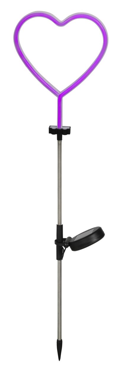 Lumineo Solar Stabbeleuchtung Lila herzförmige Solar Stabbeleuchtung aus der Seitenperspektive