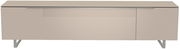 Frontansicht eines modernen, beigen XL TV-Lowboards mit klaren Linien und Metallbeinen.