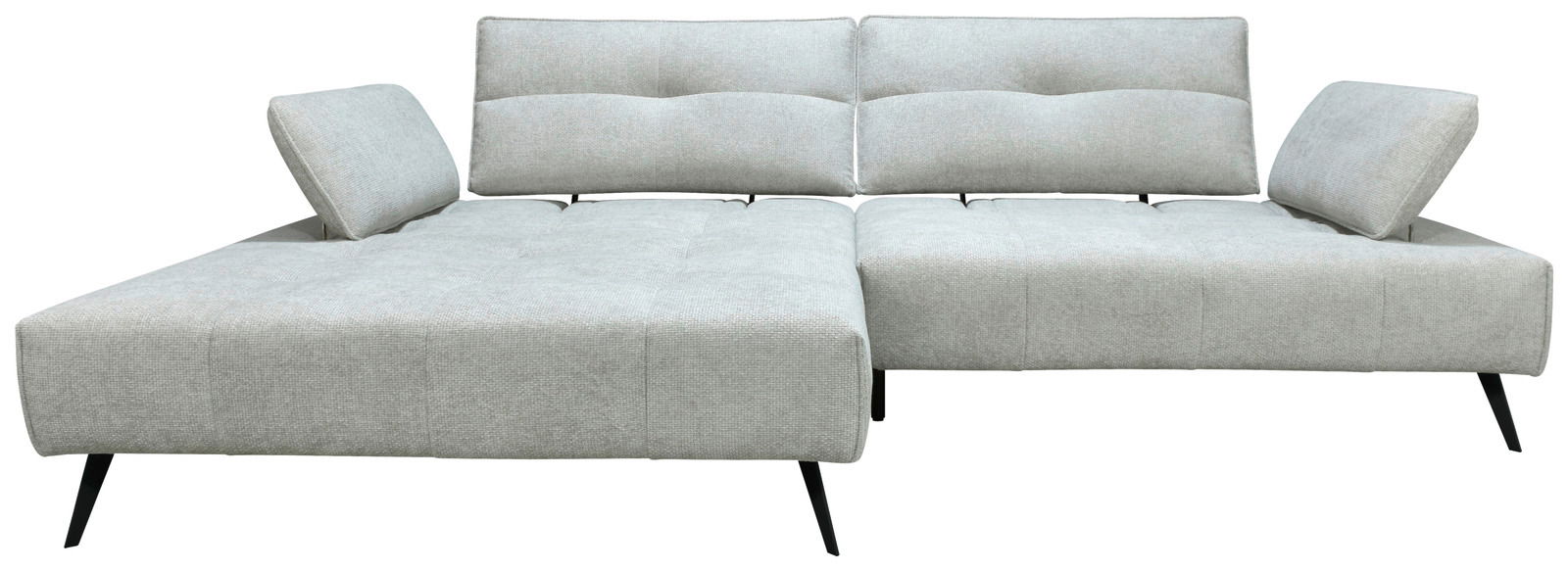 Graue Longchairkombination mit verstellbaren Rückenlehnen, seitliche Perspektive