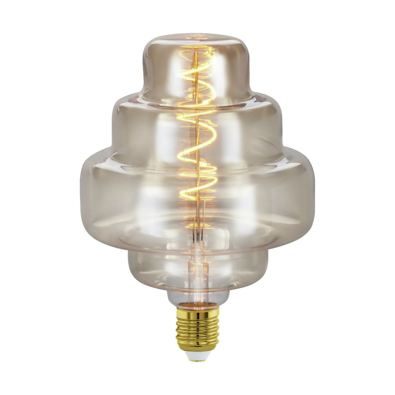 Dekorative LED-Glühbirne mit spiralförmigem Filament, seitliche Perspektive