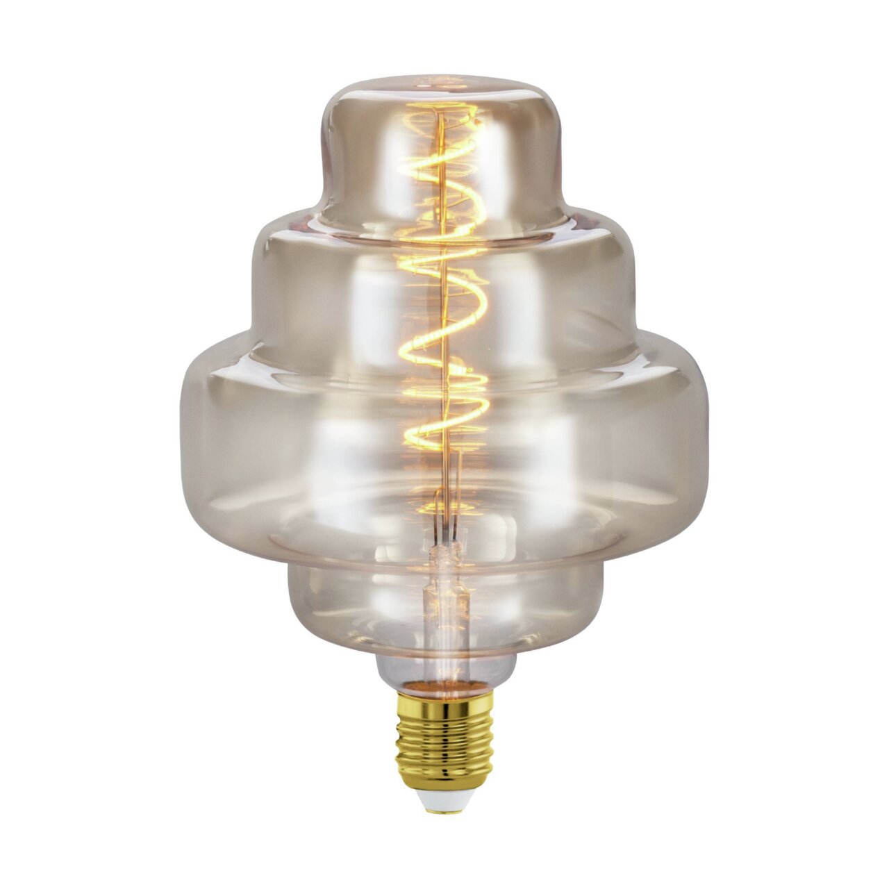 Dekorative LED-Glühbirne mit spiralförmigem Filament, seitliche Perspektive