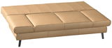 Beiges Schlafsofa in Querschläfer-Design, Serie LAVINIA, aus seitlicher Perspektive fotografiert.