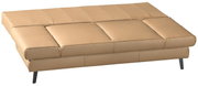 Beiges Schlafsofa in Querschläfer-Design, Serie LAVINIA, aus seitlicher Perspektive fotografiert.