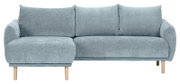 Hellblaues Ecksofa mit linker Ottomane, Vorderansicht
