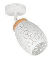 Moderner Deckenstrahler mit geometrischem Muster, seitliche Perspektive