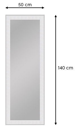 Rechteckiger Spiegel mit den Maßen 50x140 cm, frontal abgebildet.