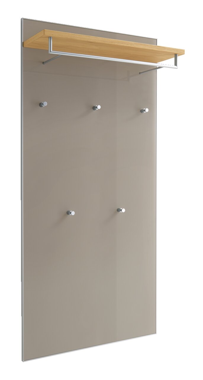 XL-Garderobenpaneel mit Holzablage und mehreren Haken, seitliche Perspektive
